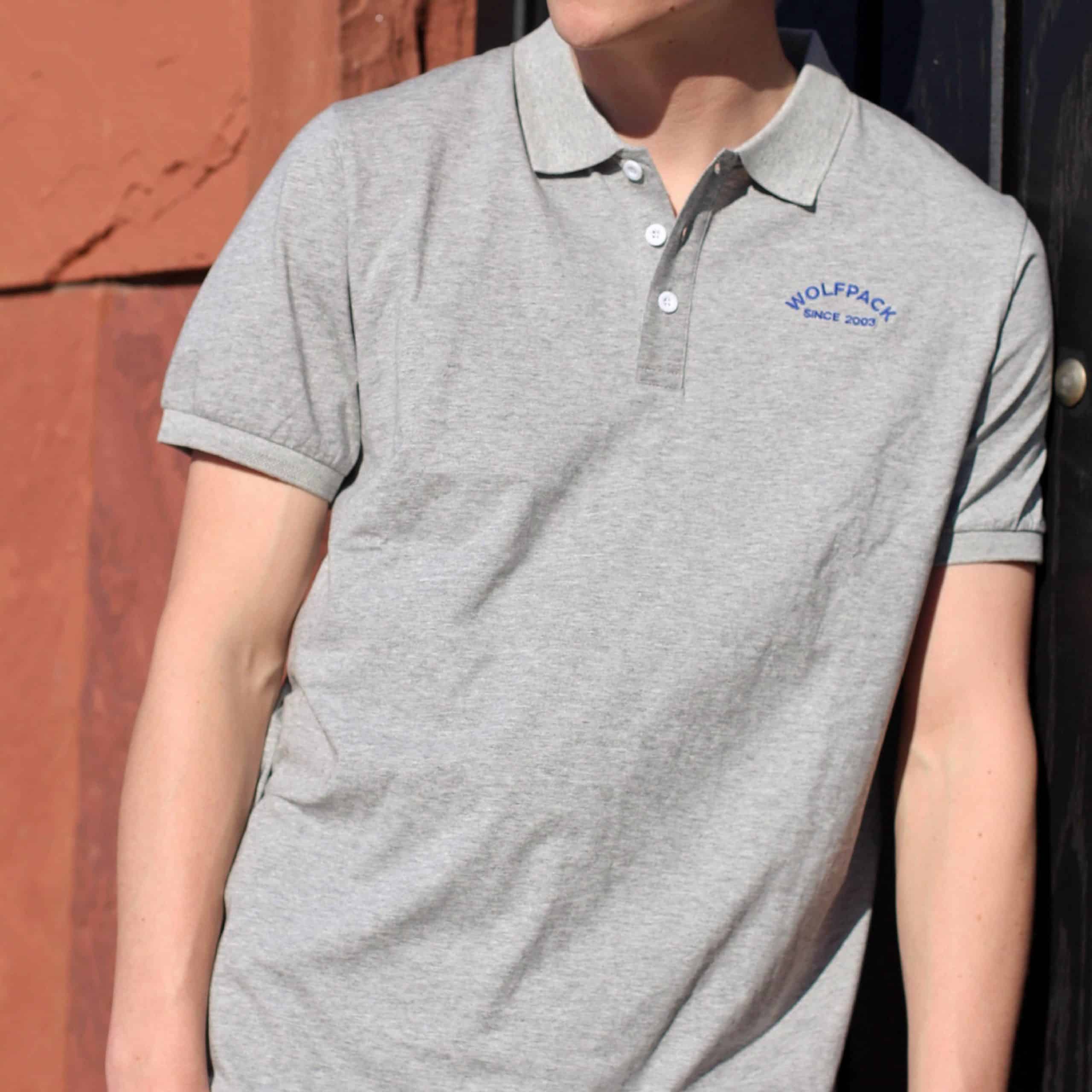 The Wolfpack Embroidered Polo - Grey Marl